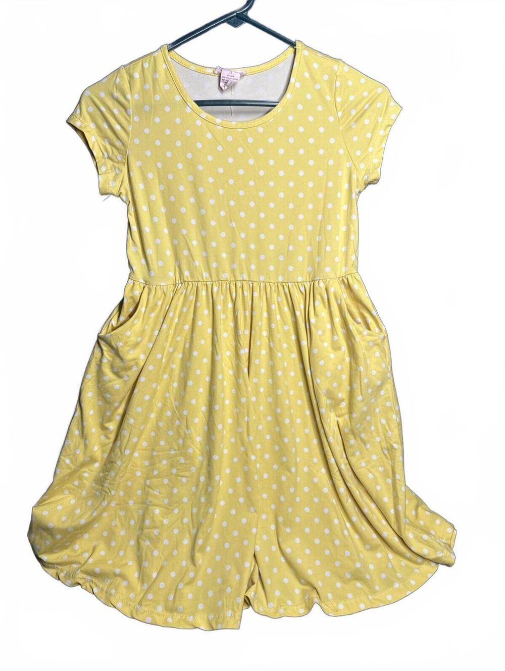 Maddie And Michelle Yellow Polkadot Dress With Pockets